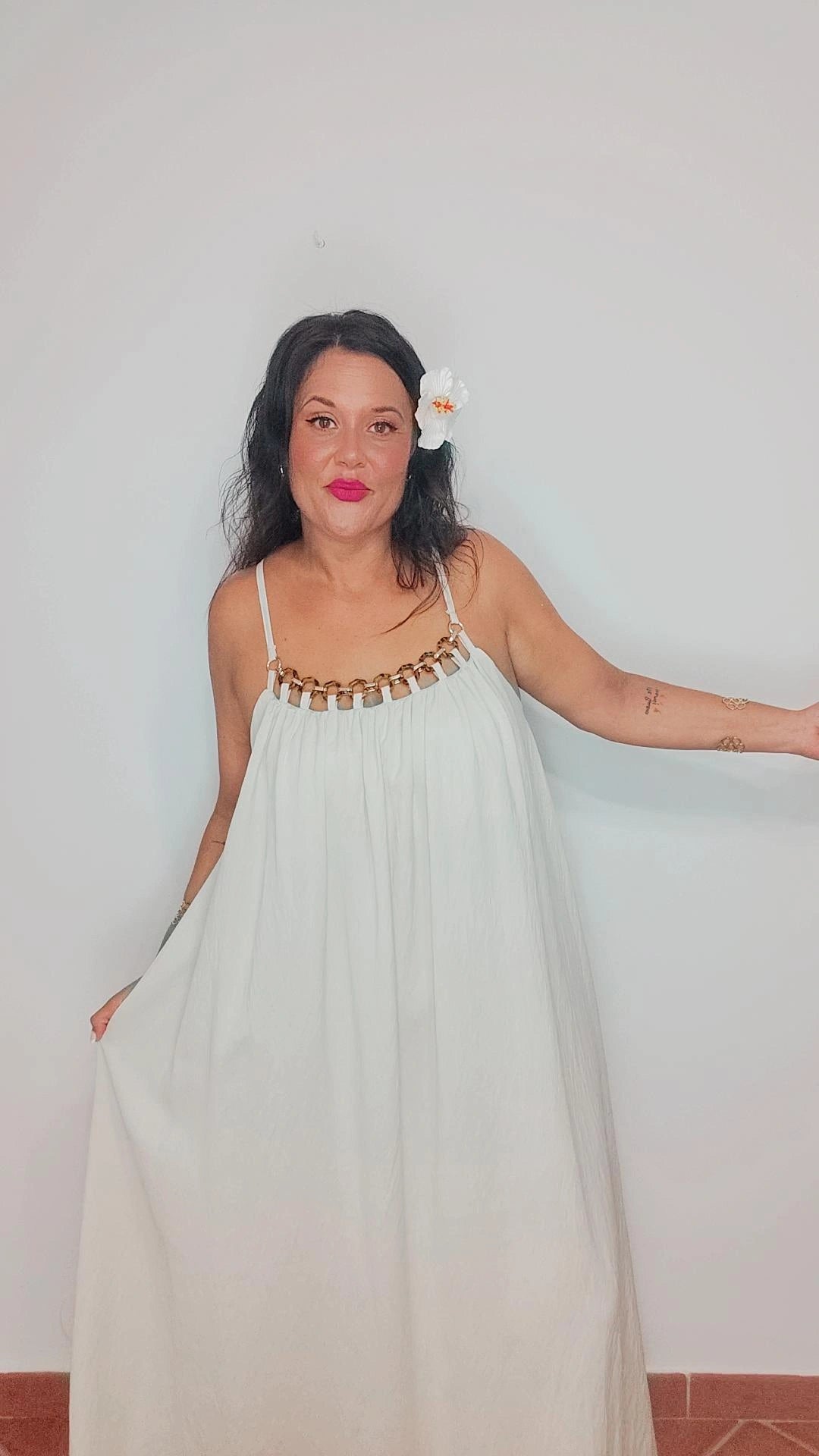 Maxi vestido beige
