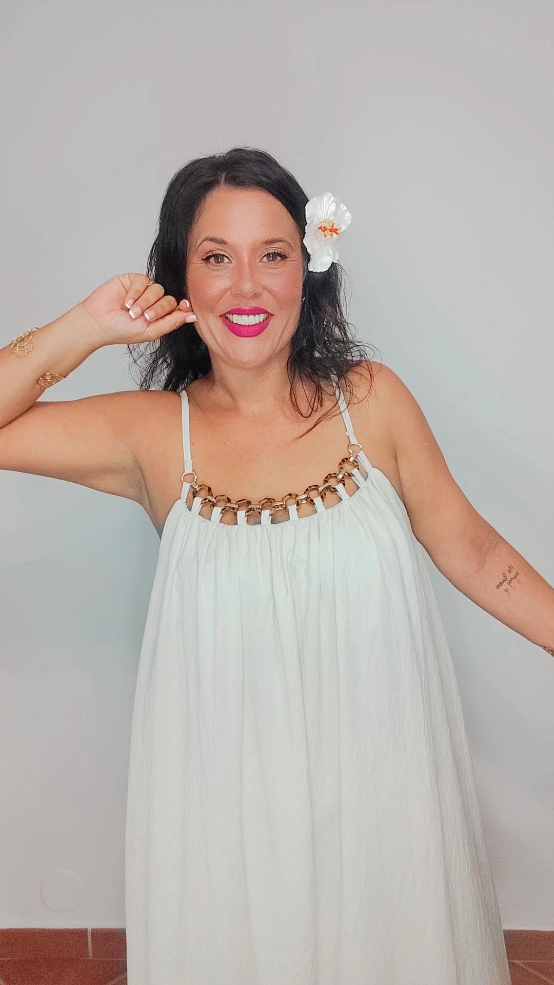 Maxi vestido beige