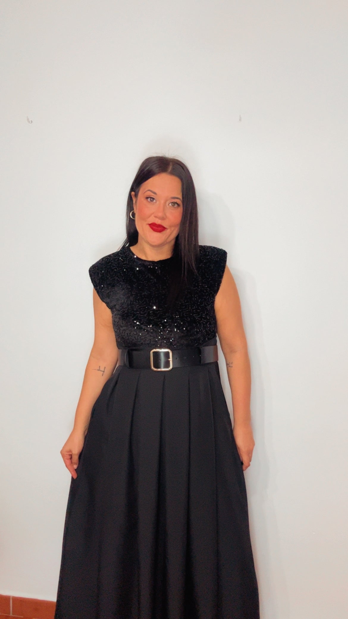 Vestido bicolor lentejuela