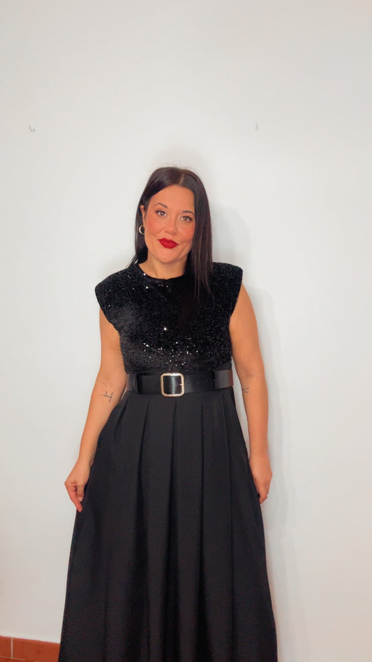 Vestido bicolor lentejuela