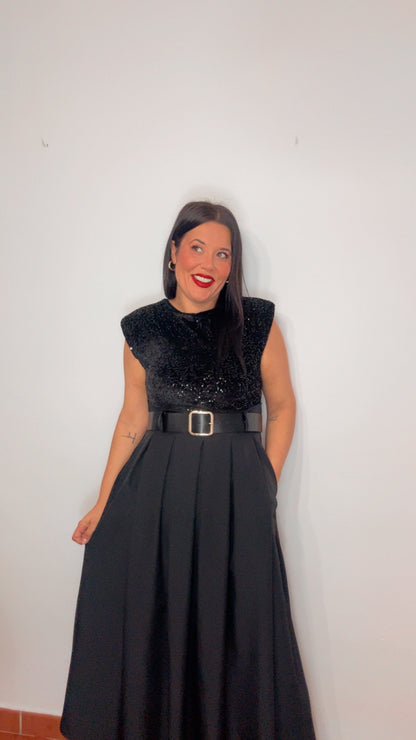 Vestido bicolor lentejuela