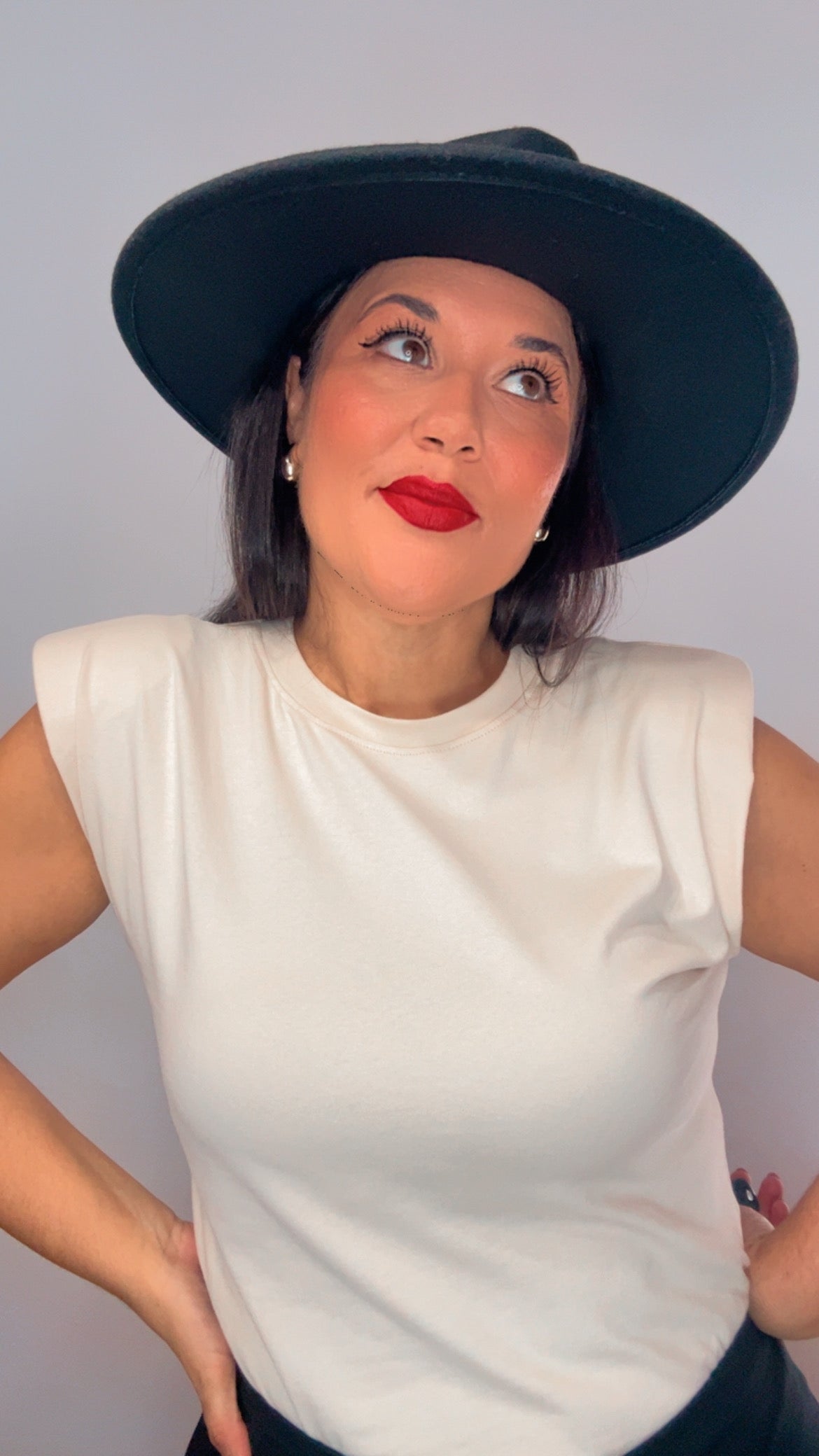 Camiseta hombreras algodón beige