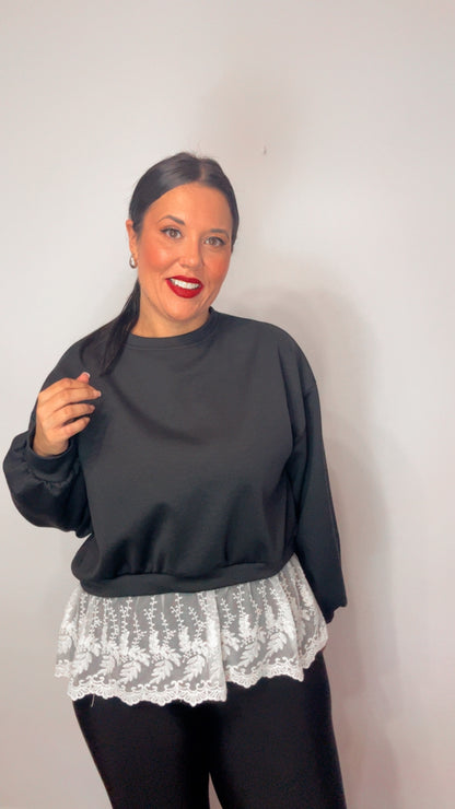 Sudadera basic encaje