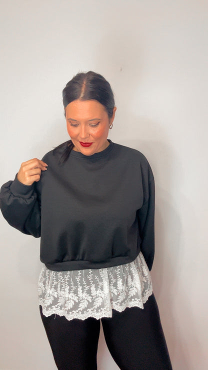 Sudadera basic encaje