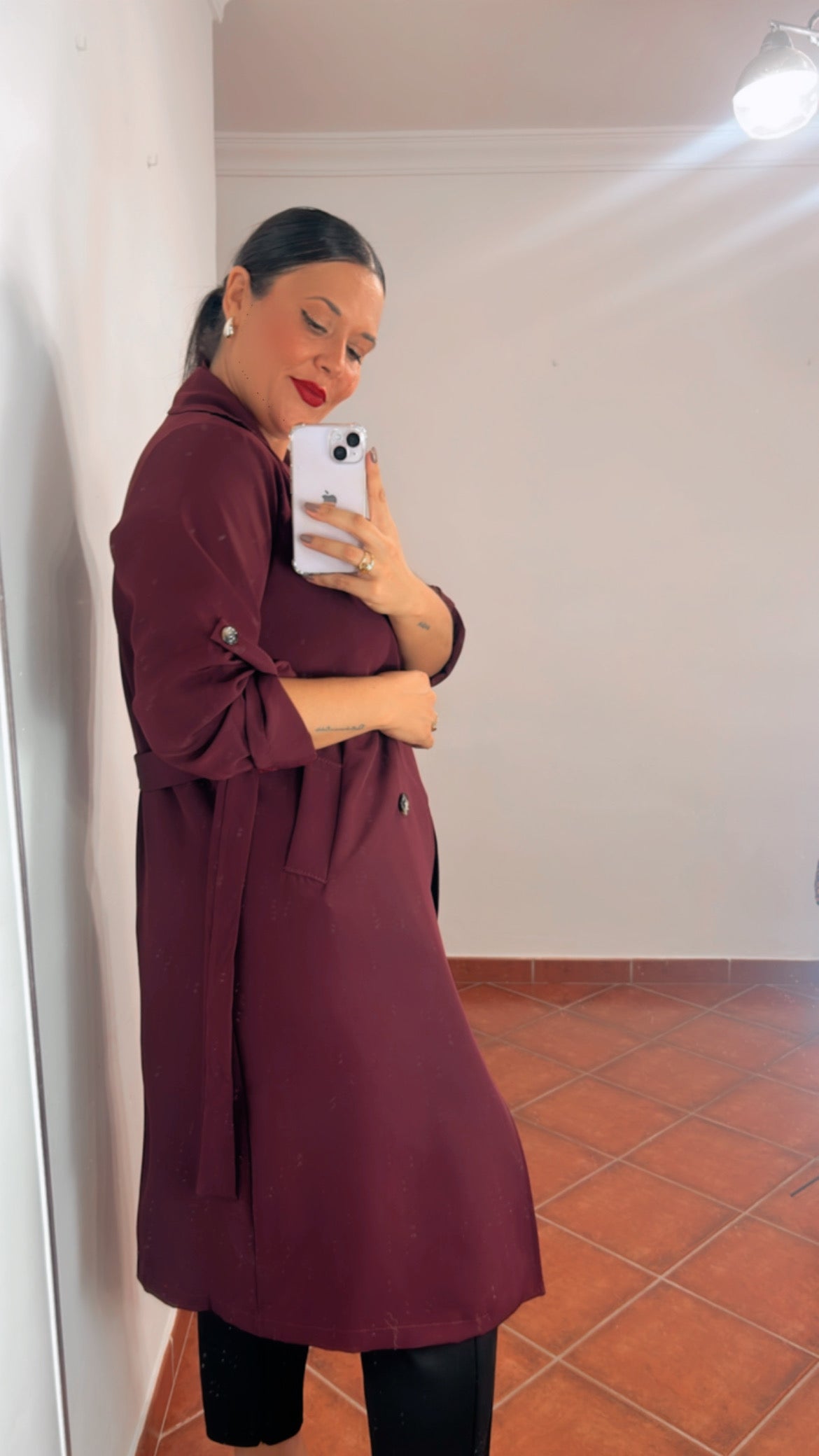 Gabardina burdeos