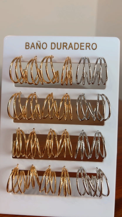 Pendiente aros triple