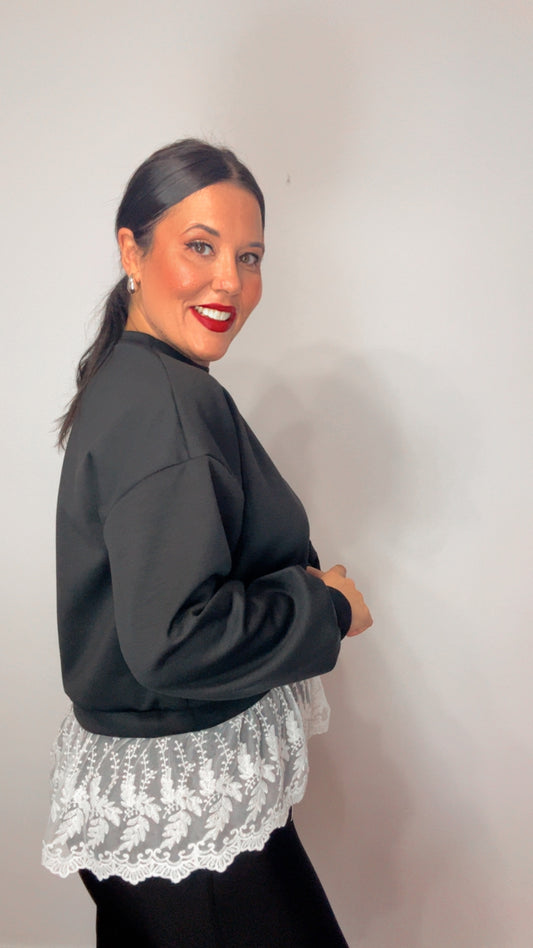 Sudadera basic encaje