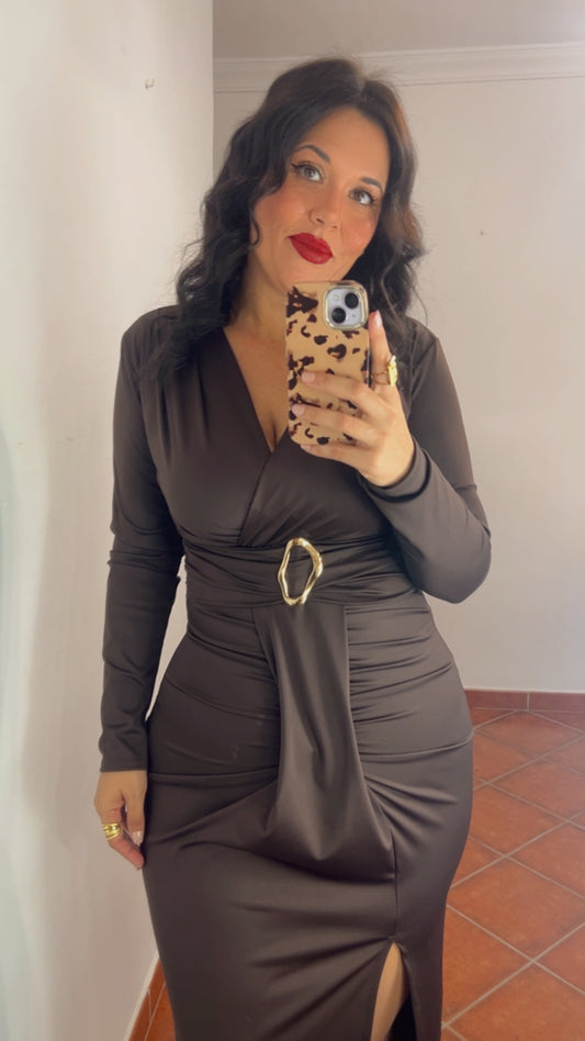 Vestido abertura chocolate