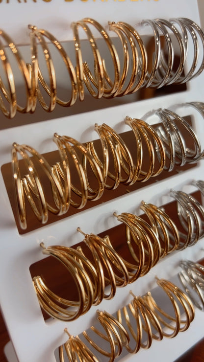 Pendiente aros triple