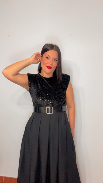 Vestido bicolor lentejuela