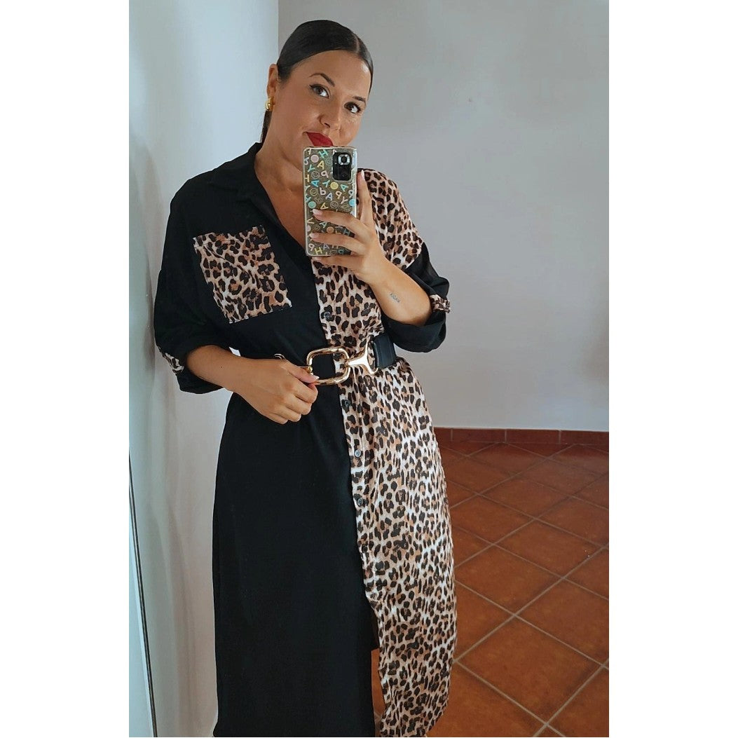 Vestido camisero print manguita