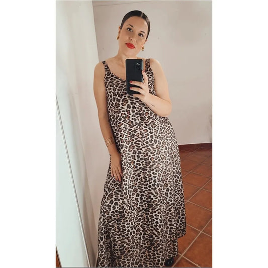 Vestido maxi leopardo