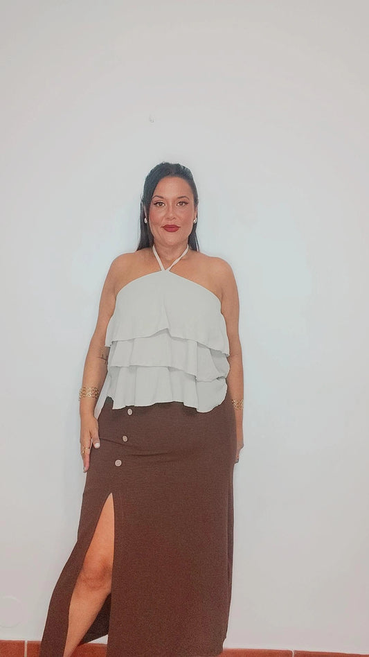 Falda básica marrón