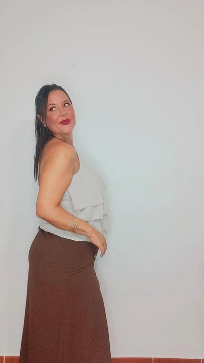 Falda básica marrón