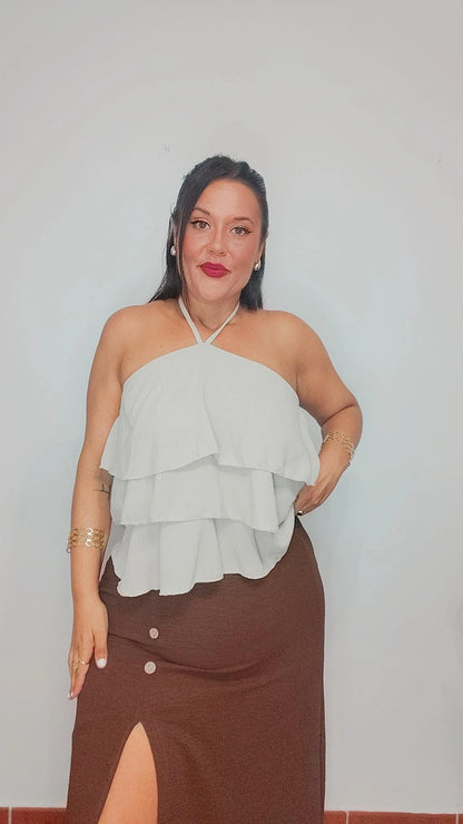 Falda básica marrón