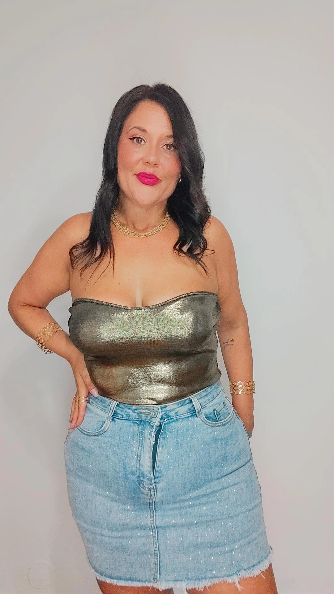 Camiseta top dorado