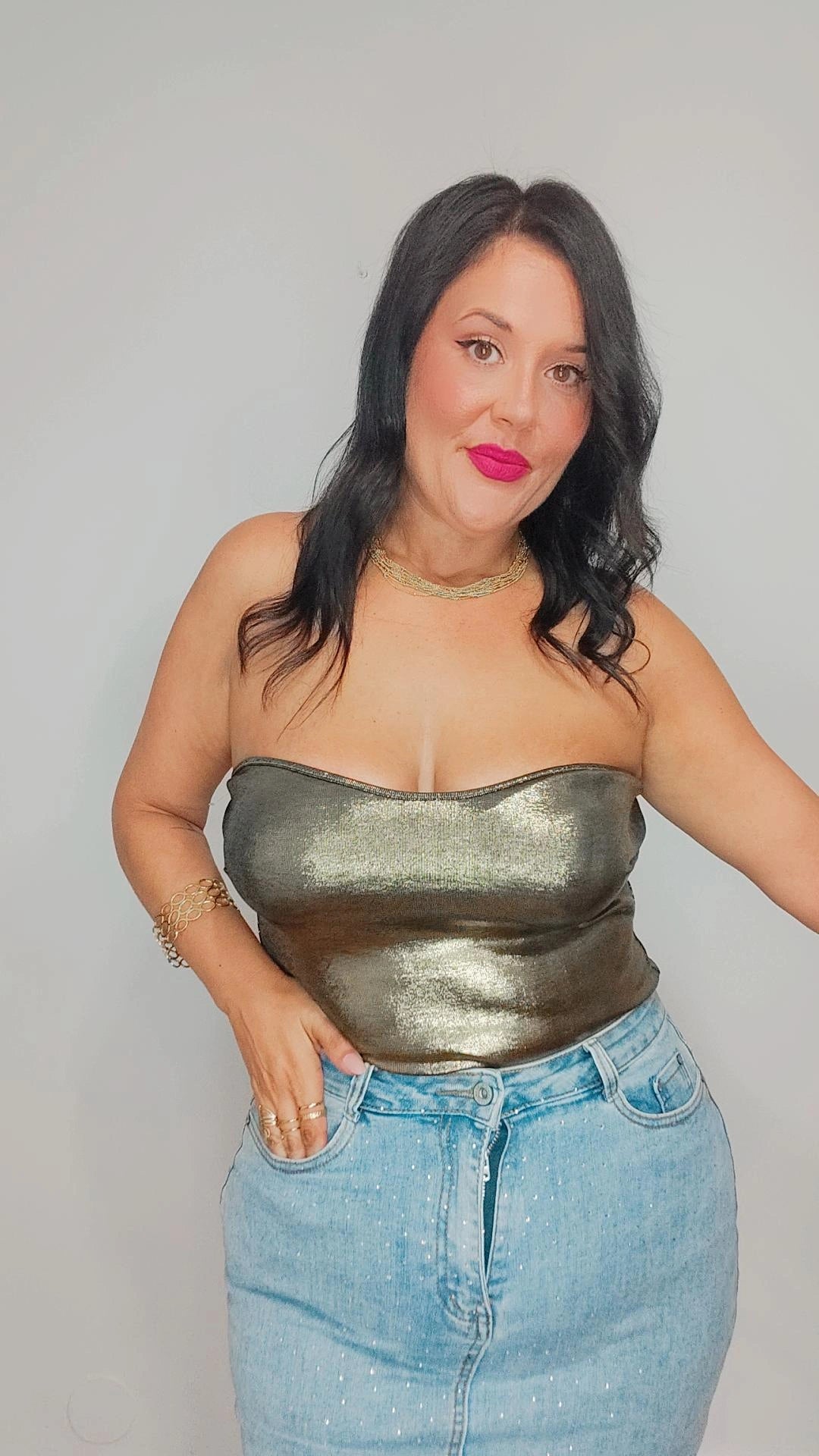 Camiseta top dorado
