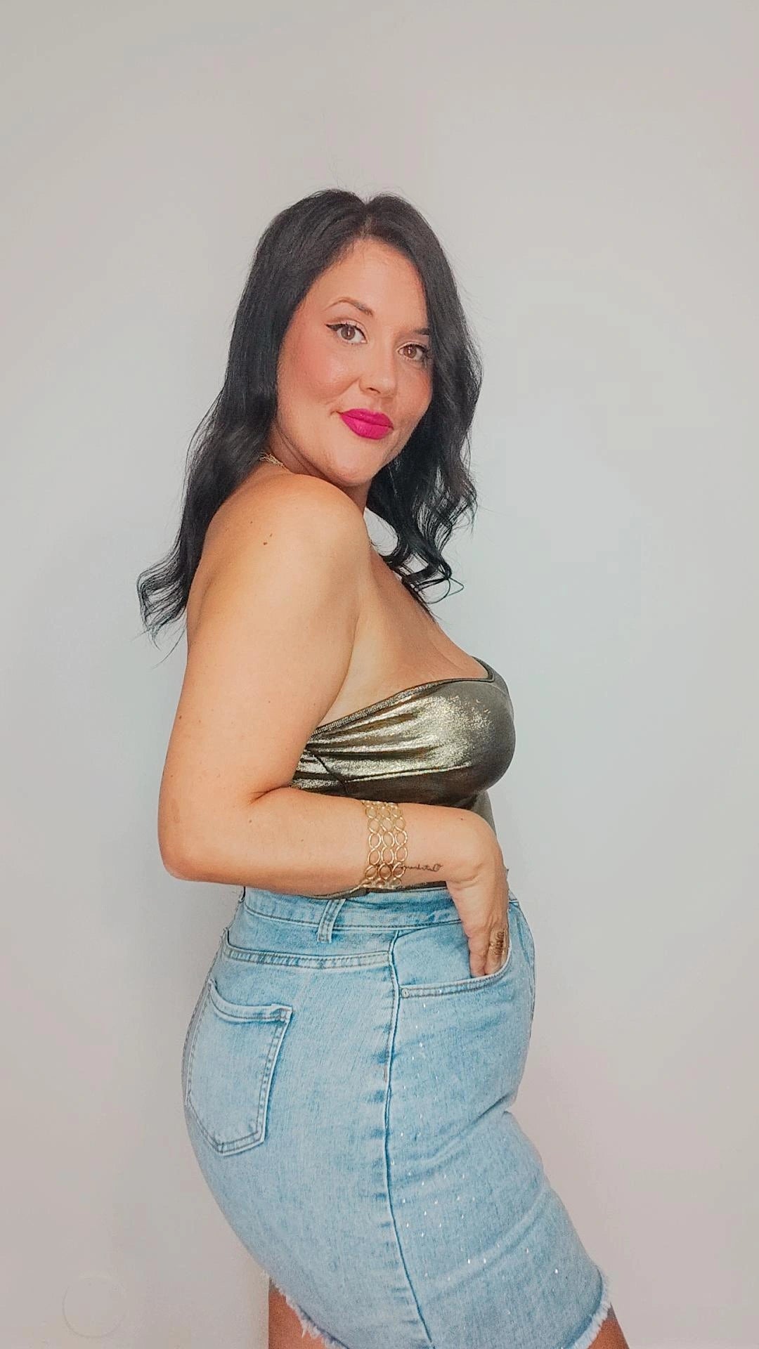 Camiseta top dorado
