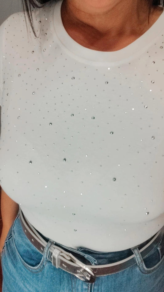 Camiseta tachuelas plata