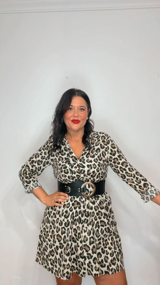 Vestido camisero leopardo